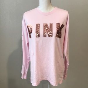 Pink long sleeve t shirt w sequin detail